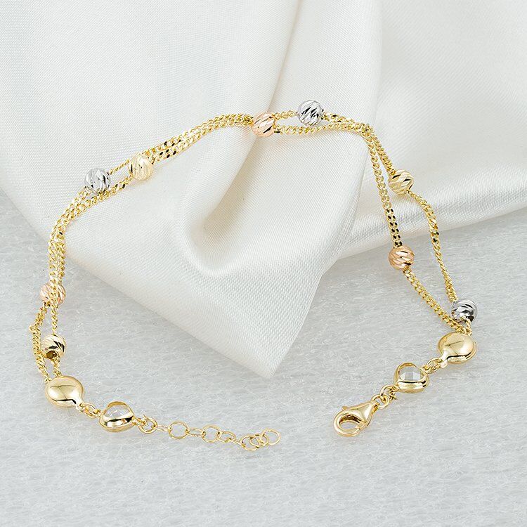 2 Sıra Zincirli İtalyan Top Altınlı Bileklik