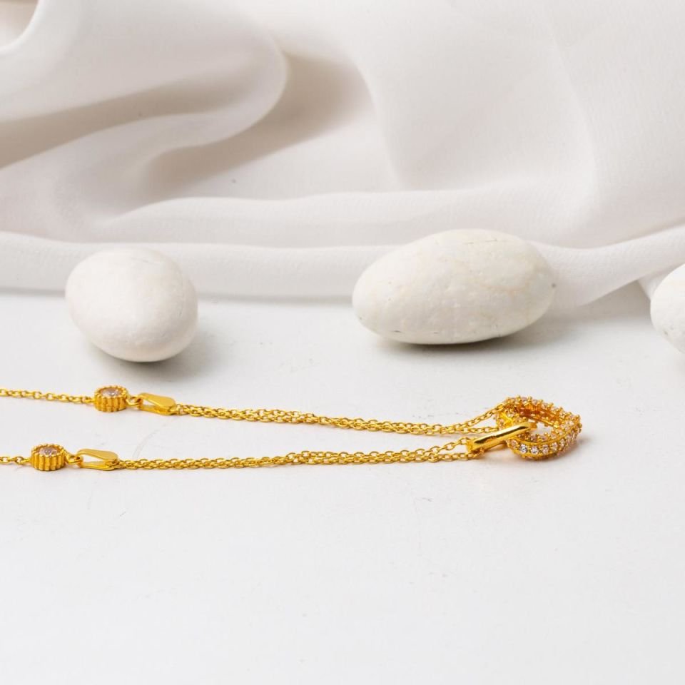 Bağlı Kalpler 22 Ayar Altın Kolye