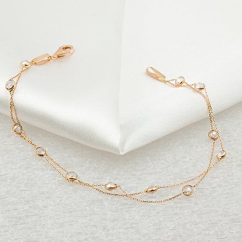 Tiffany Taşlı 14 Ayar Rose Altın Bileklik