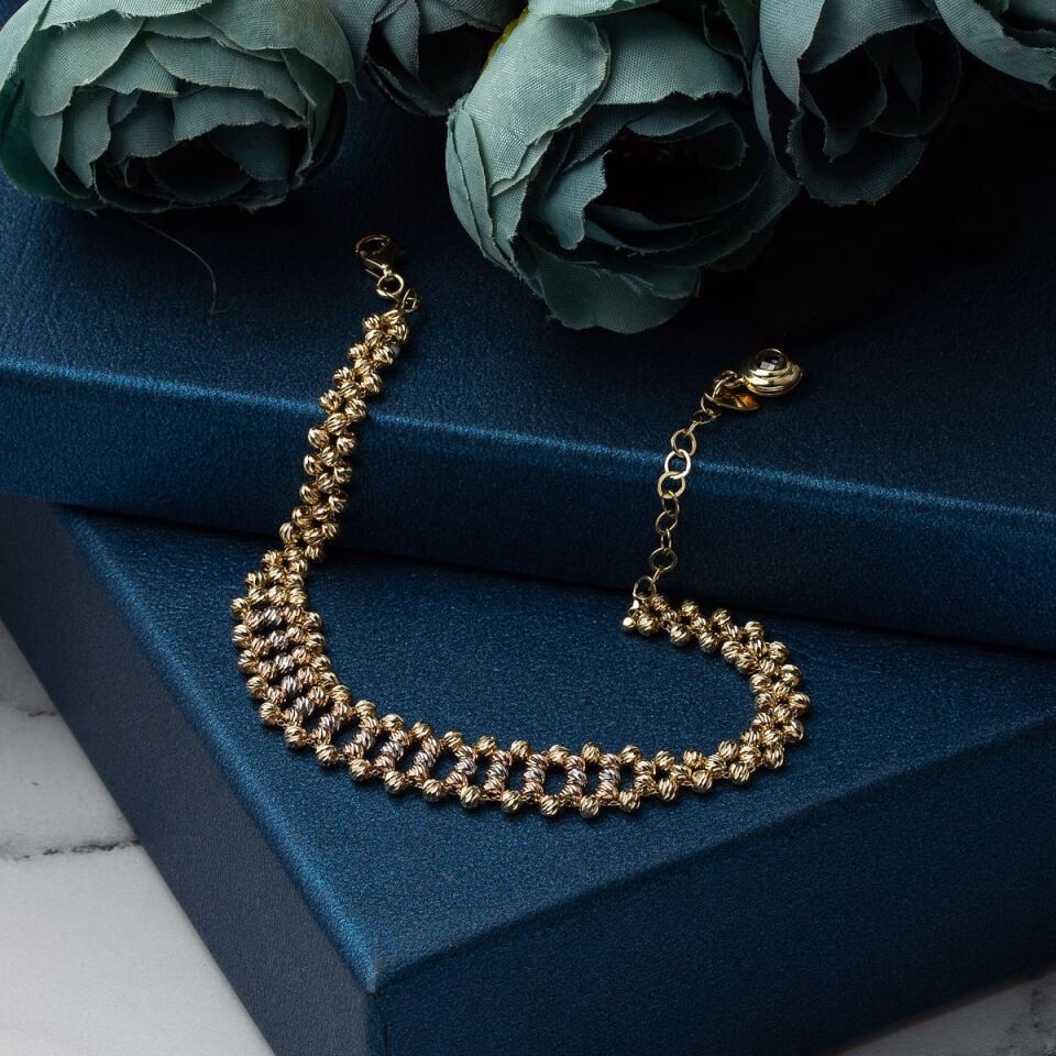 Tren Yolu Dorika Toplu Altın Bileklik