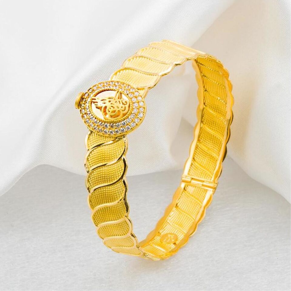 Tuğralı 22 Ayar Altın Kelepçe Bilezik 24 Gr.