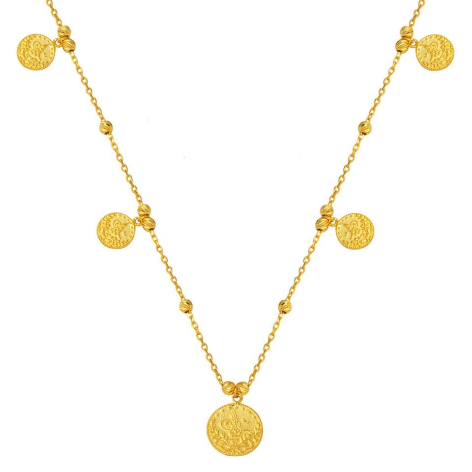 Tuğralı Pandora Zincir 14 Ayar Altın Kolye