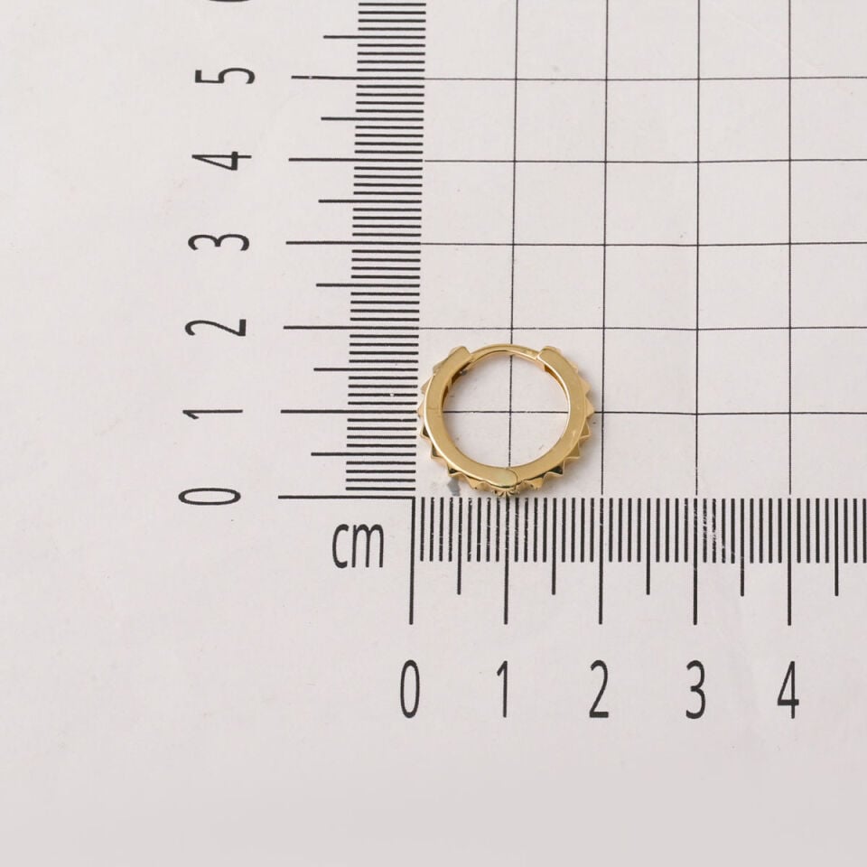 Minimal Tırtıklı Halka Küpe 14 Ayar Altın