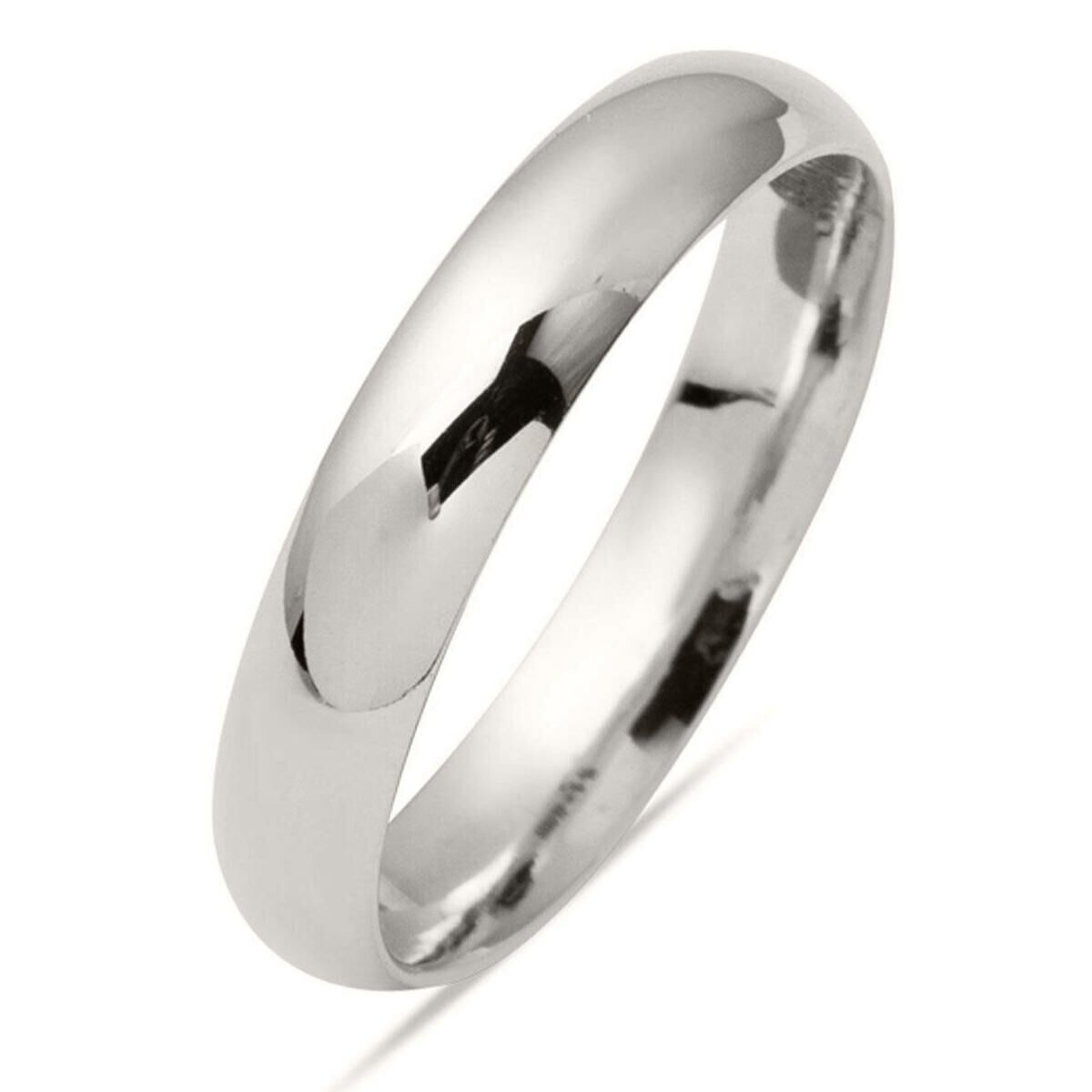 Klasik Beyaz Altın 14 Ayar Erkek Alyans 4 mm.