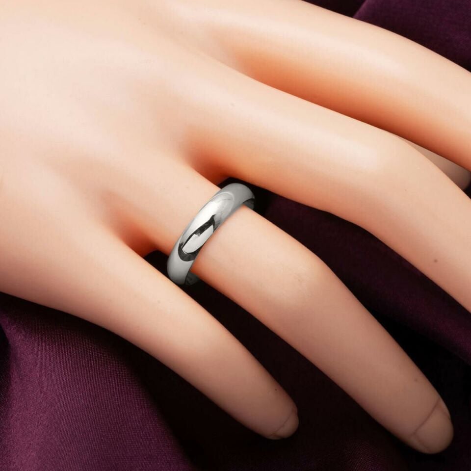 Klasik Beyaz Altın 14 Ayar Erkek Alyans 4 mm.