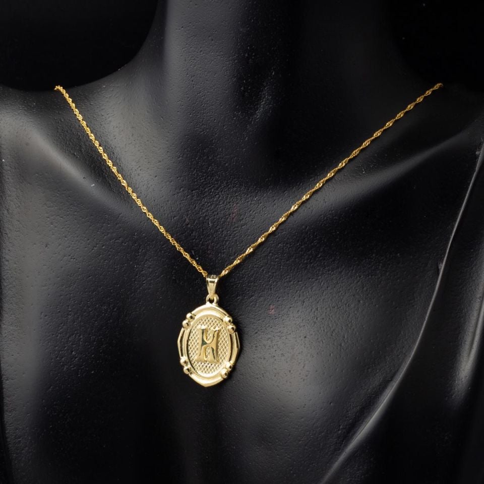 14 Ayar İtalyan H Harfi Altın Kolye