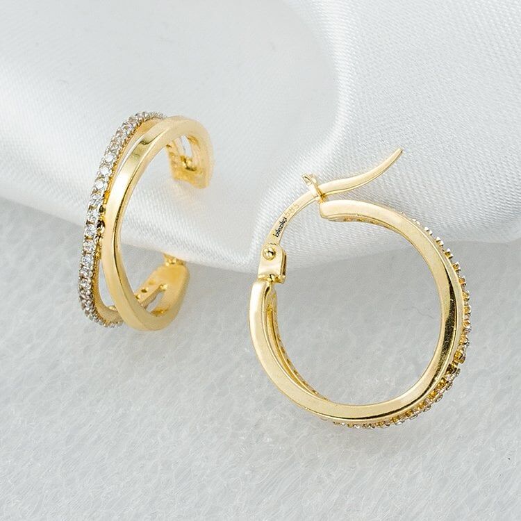 Taşlı 14 Ayar Altın Halka Küpe