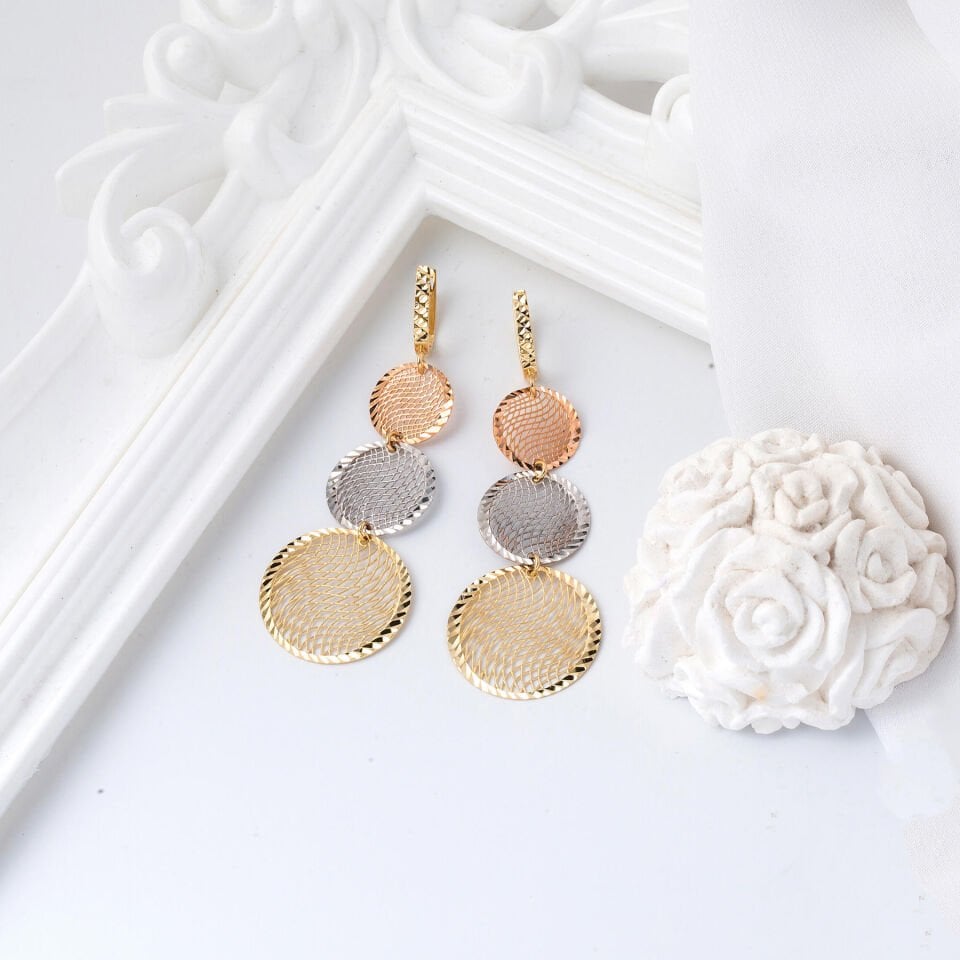 Triple 14 Ayar Telkari Altın Küpe