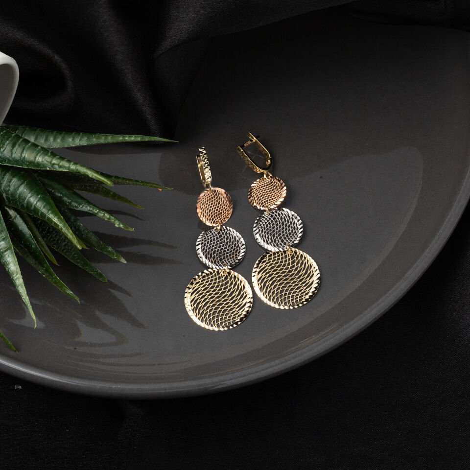 Triple 14 Ayar Telkari Altın Küpe