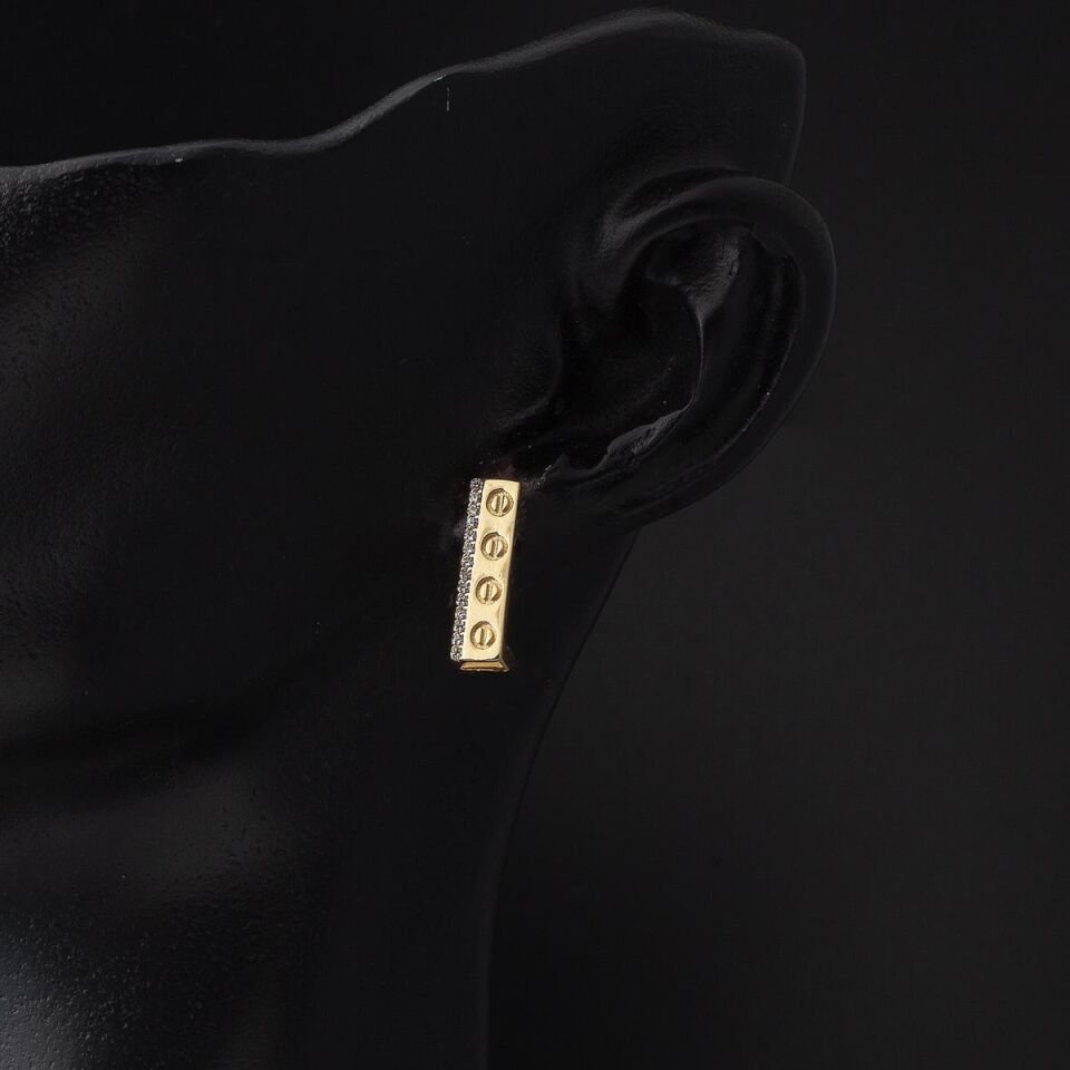 Vidalı Suyolu Altın Küpe