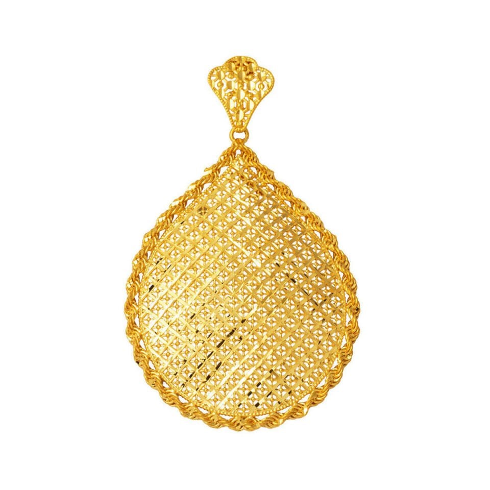 Kalem İşlemi Büyük Boy 22 Ayar Kolye Ucu