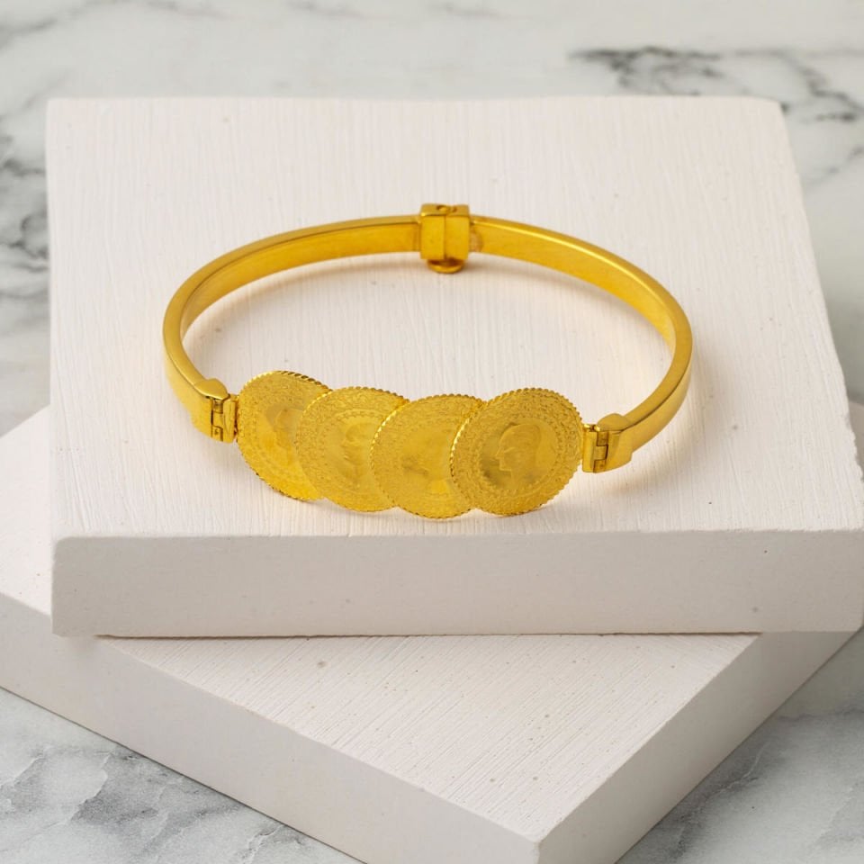 4 Çeyrek Altınlı 22 Ayar Kelepçe Altın Bileklik