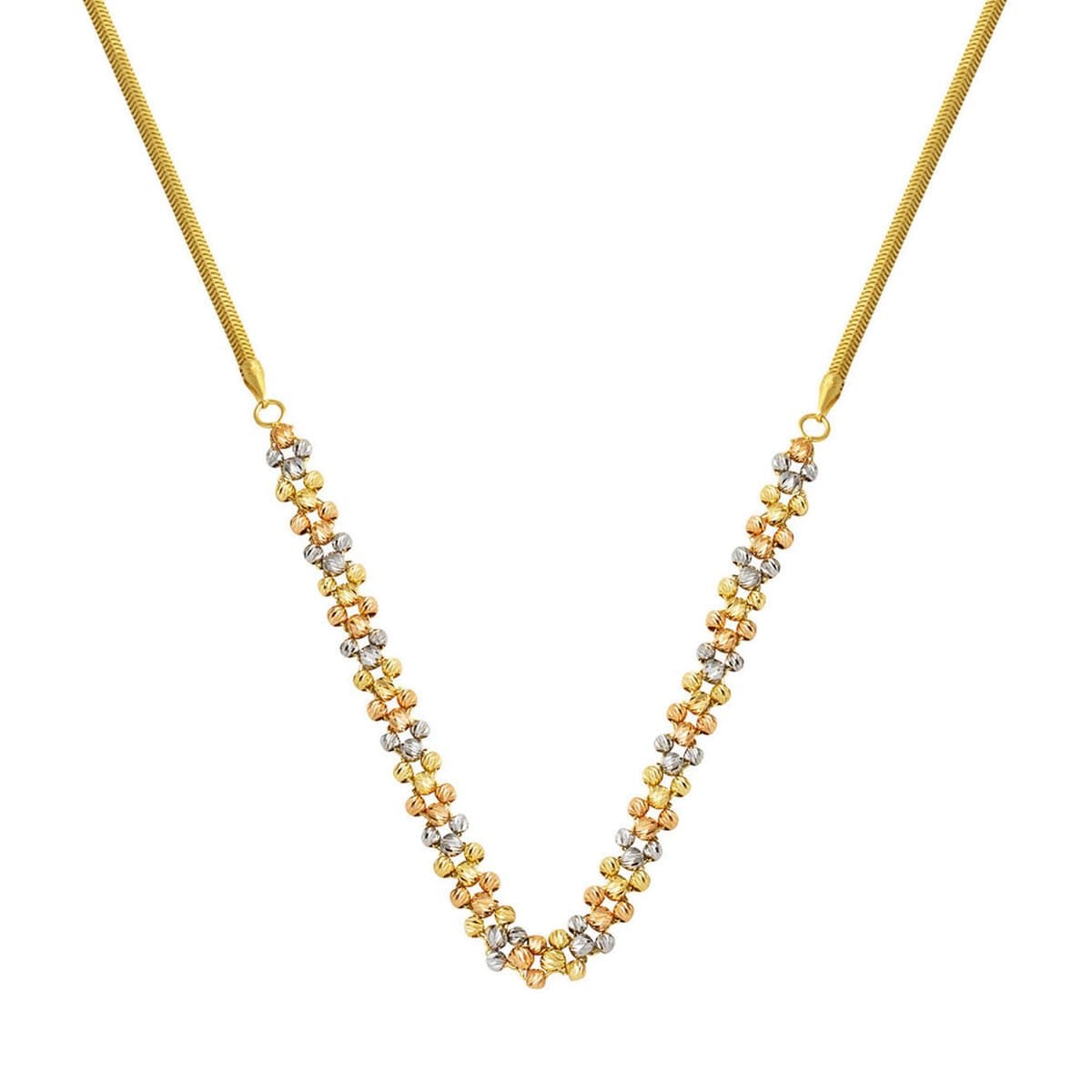 Üç Renkli Balık Sırtı Dorikalı 14 Ayar Kolye