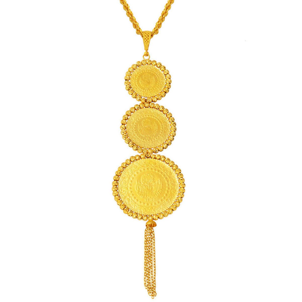 Çeyrek Yarım Tam Altınlı 22 Ayar Kolye