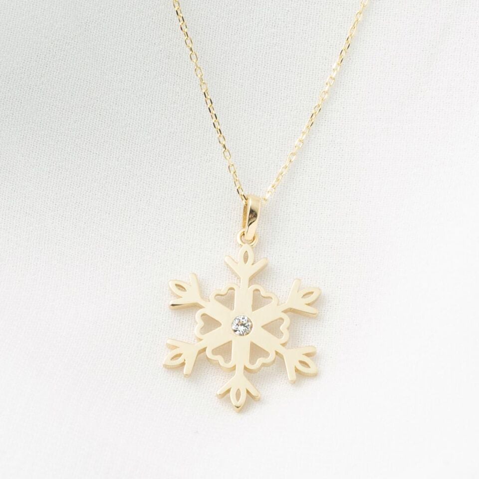 Trend 14 Ayar Altın Kar Tanesi Kolye