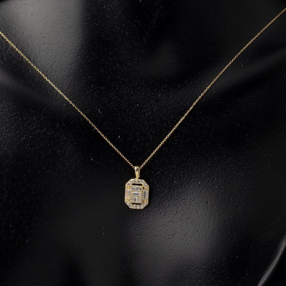 Olympos Baget Taşlı Altın Kolye