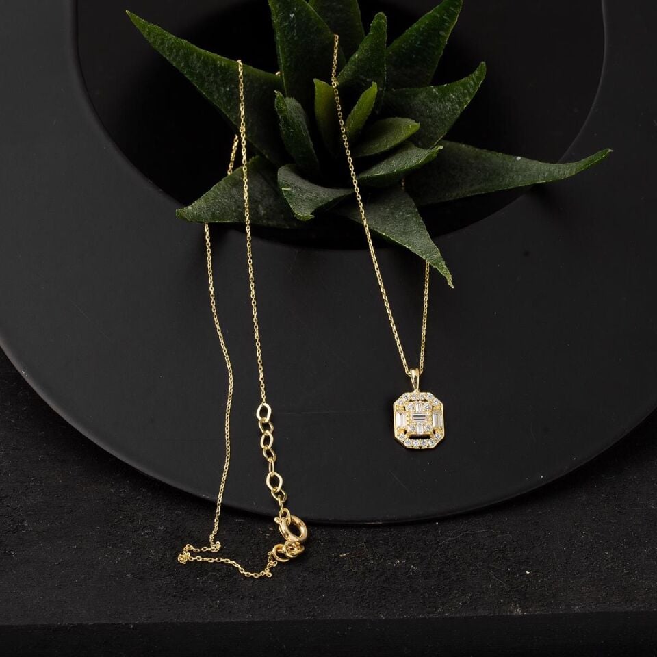 Olympos Baget Taşlı Altın Kolye