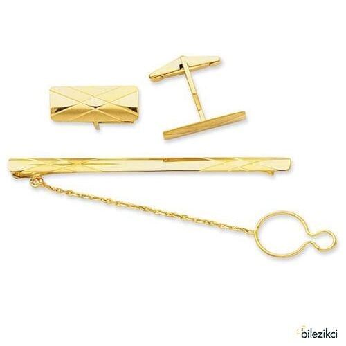 Altın Kol Düğmesi ve Kravat İğnesi Takımı