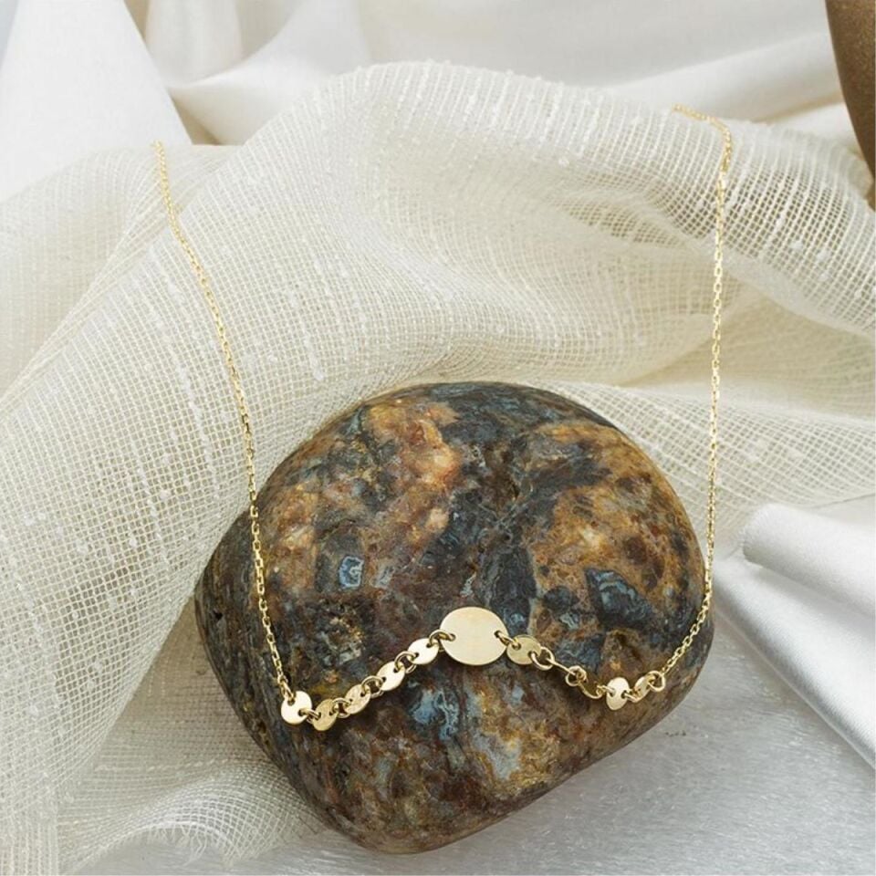 Pullu İsim Yazılabilen 14 Ayar Altın Kolye