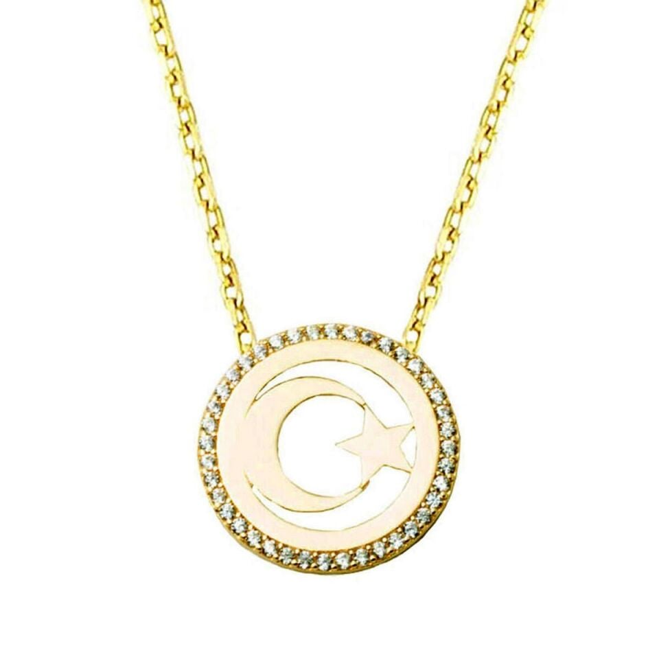 Türk Bayrağı Ayyıldız 14 Ayar Altın Kolye