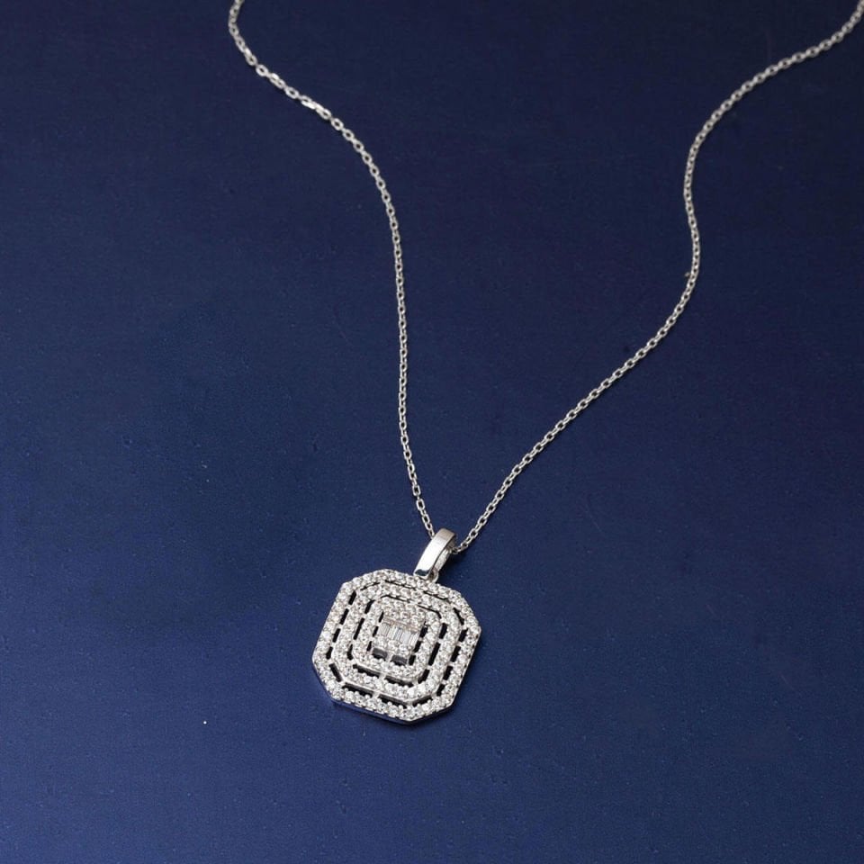 Baget Spor Beyaz Altın Kolye 14 Ayar