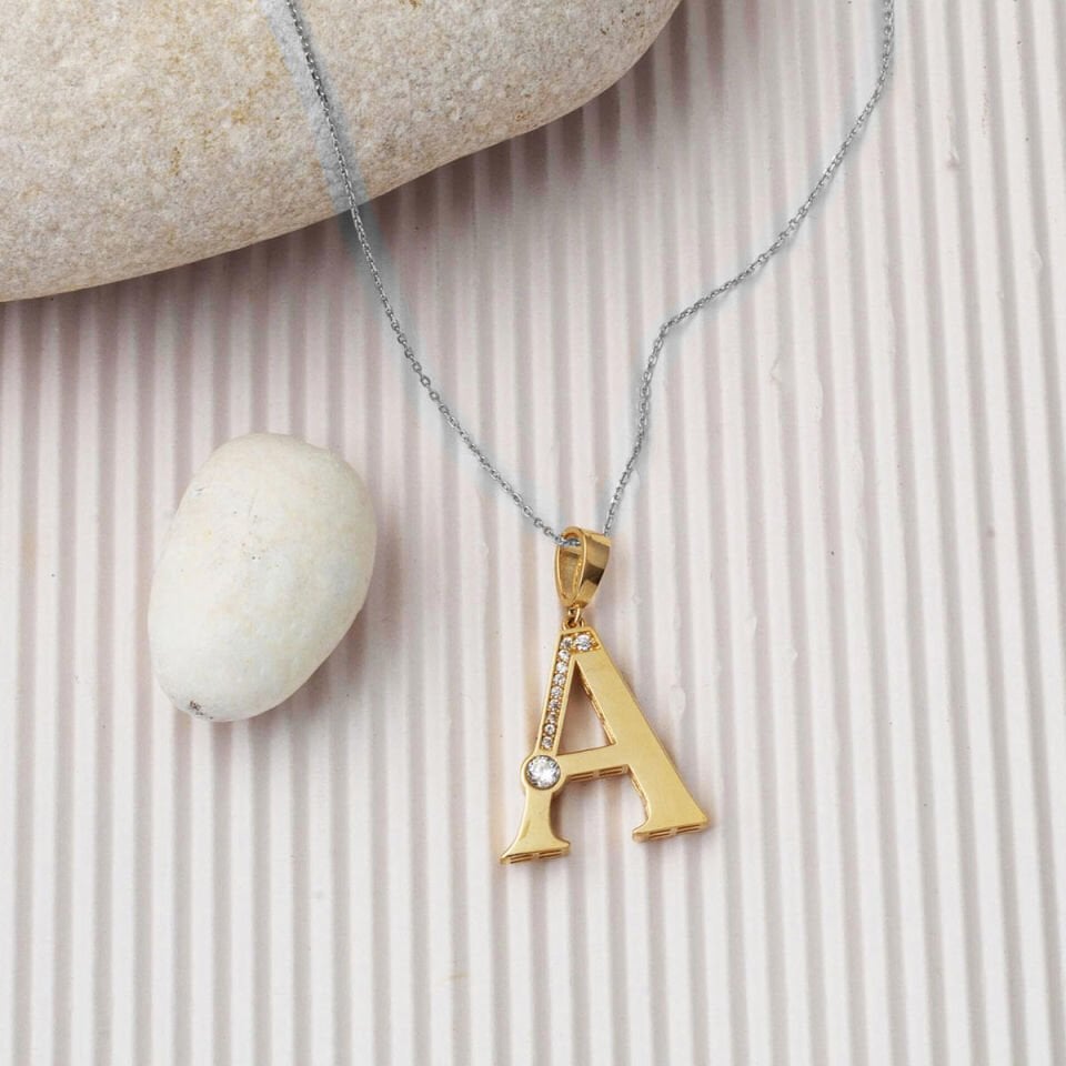 Lettera Büyük Boy A Harf 14 Ayar Kolye Ucu