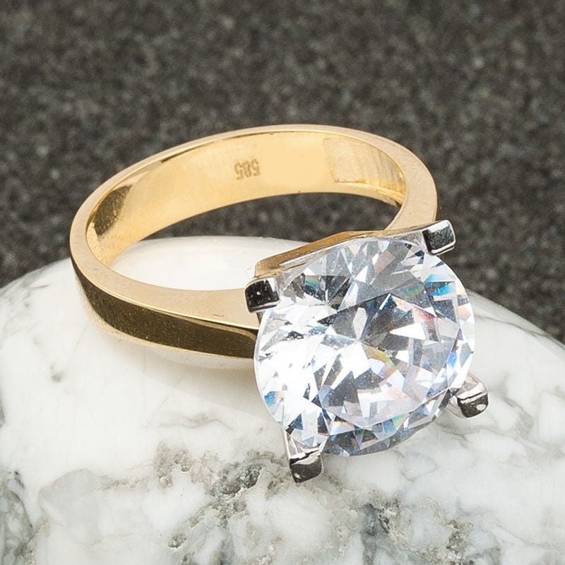 Mega 14 Ayar Tektaş Altın Yüzük