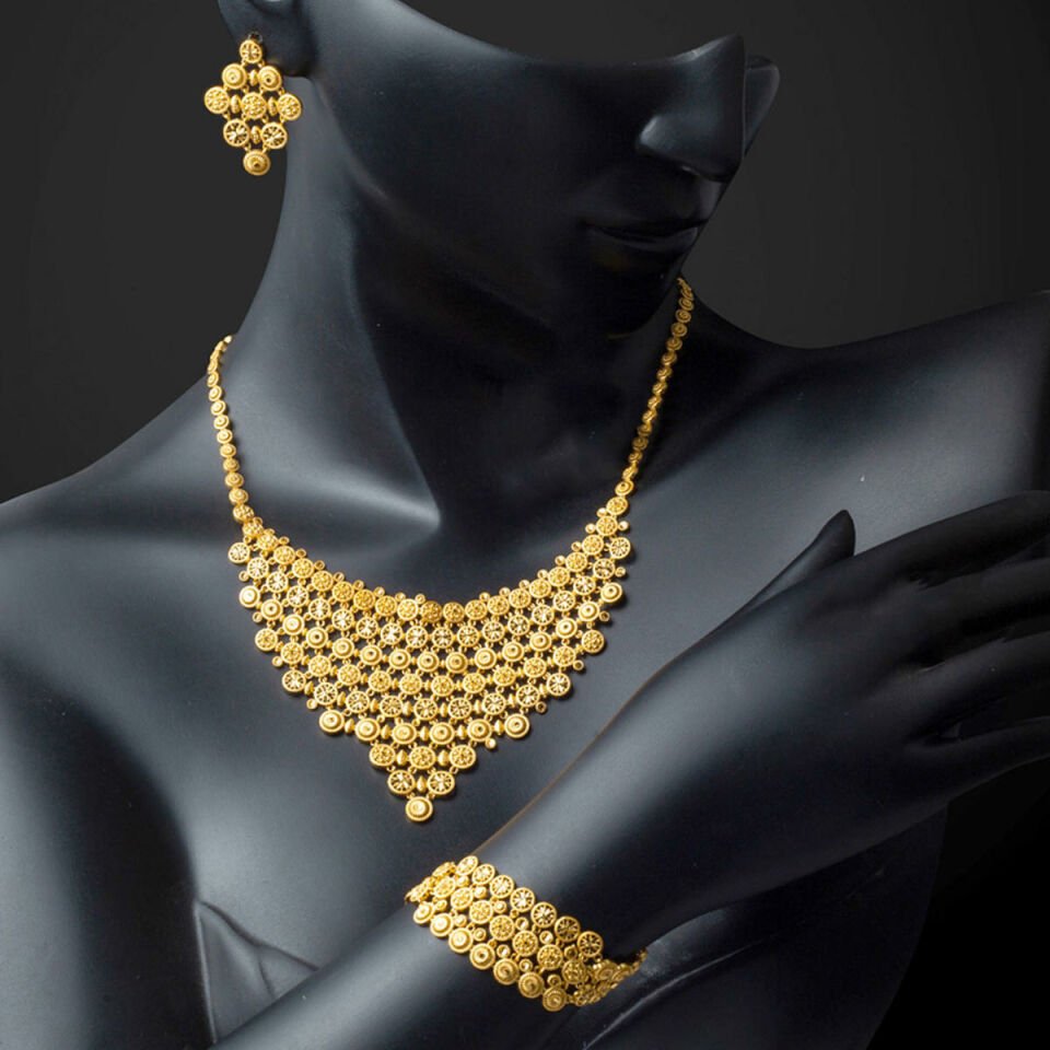 Hint İşi 22 Ayar Tül Altın Düğün Seti