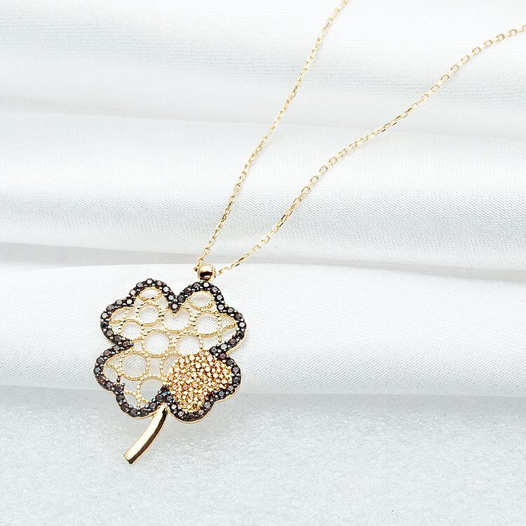 Yonca Yaprak 14 Ayar Altın Kolye