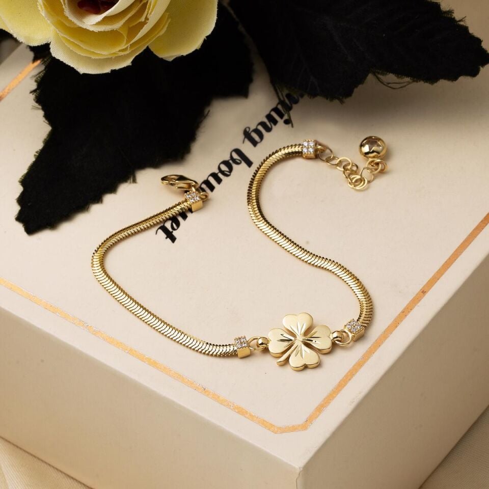 14 Ayar Altın Yonca Bileklik