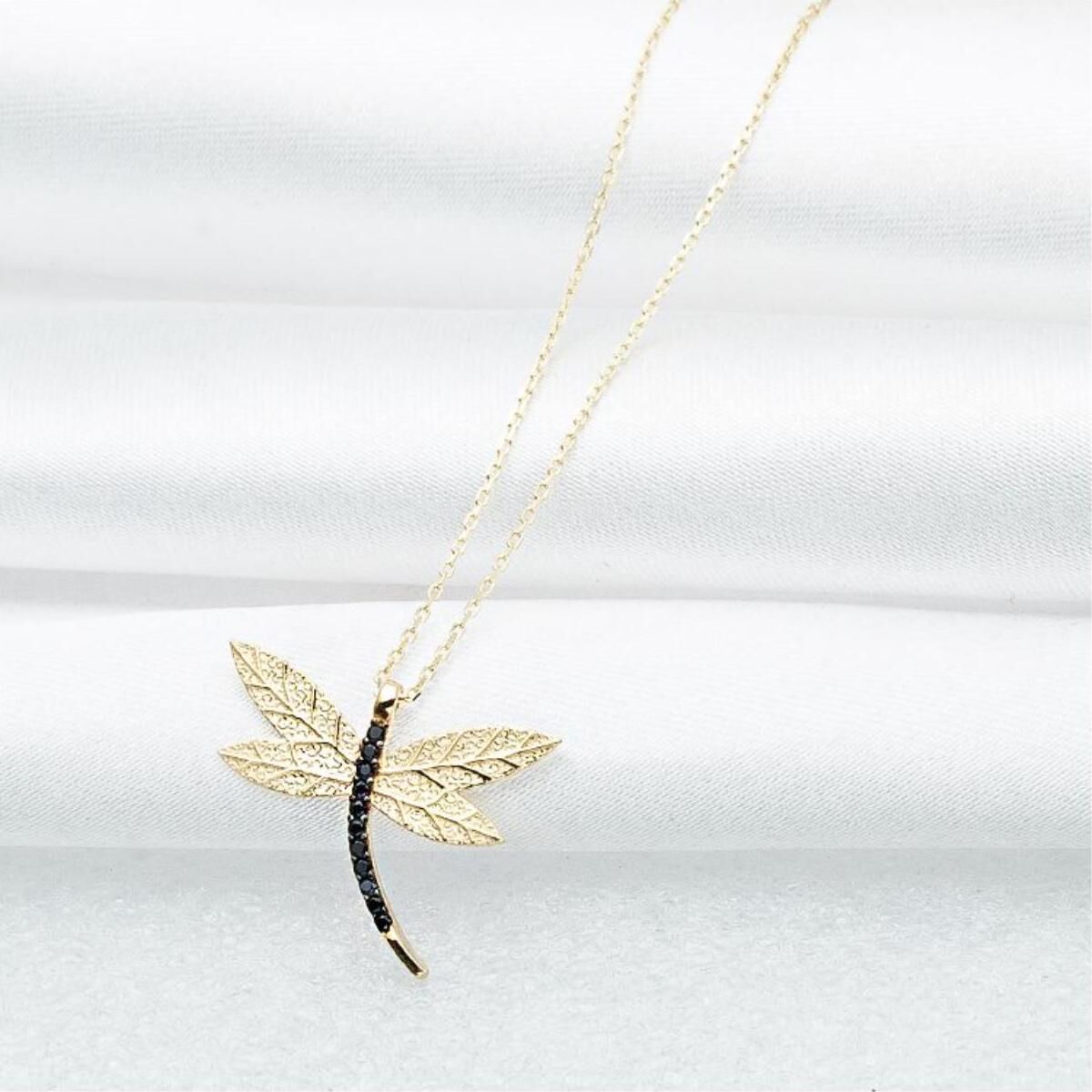 Yusufçuk Taşlı 14 Ayar Altın Kolye