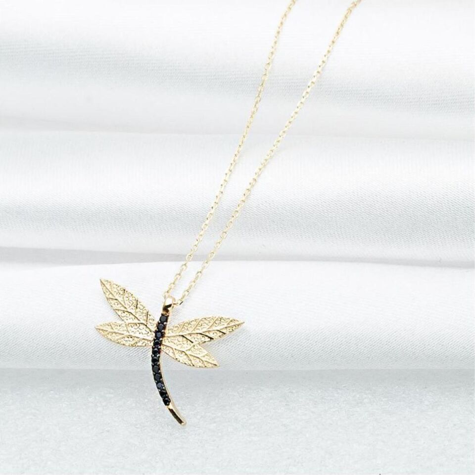 Yusufçuk Taşlı 14 Ayar Altın Kolye