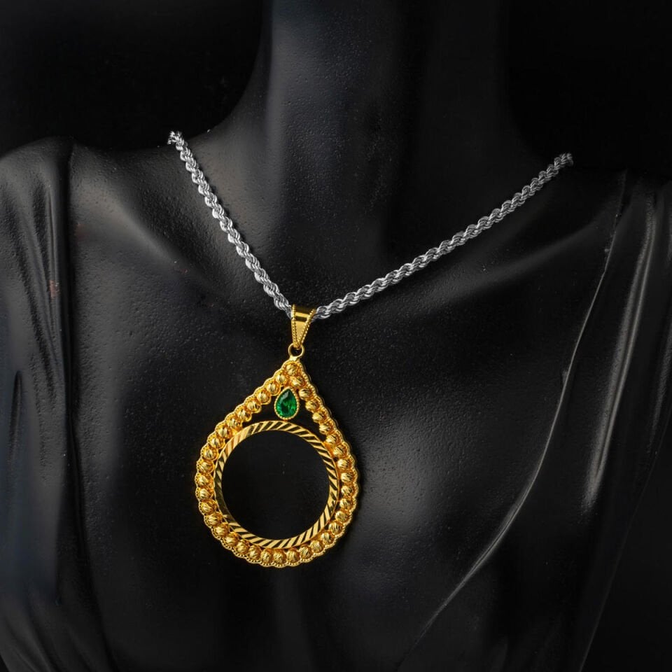 Tam Altınlık Damla Kolye Ucu 14 Ayar