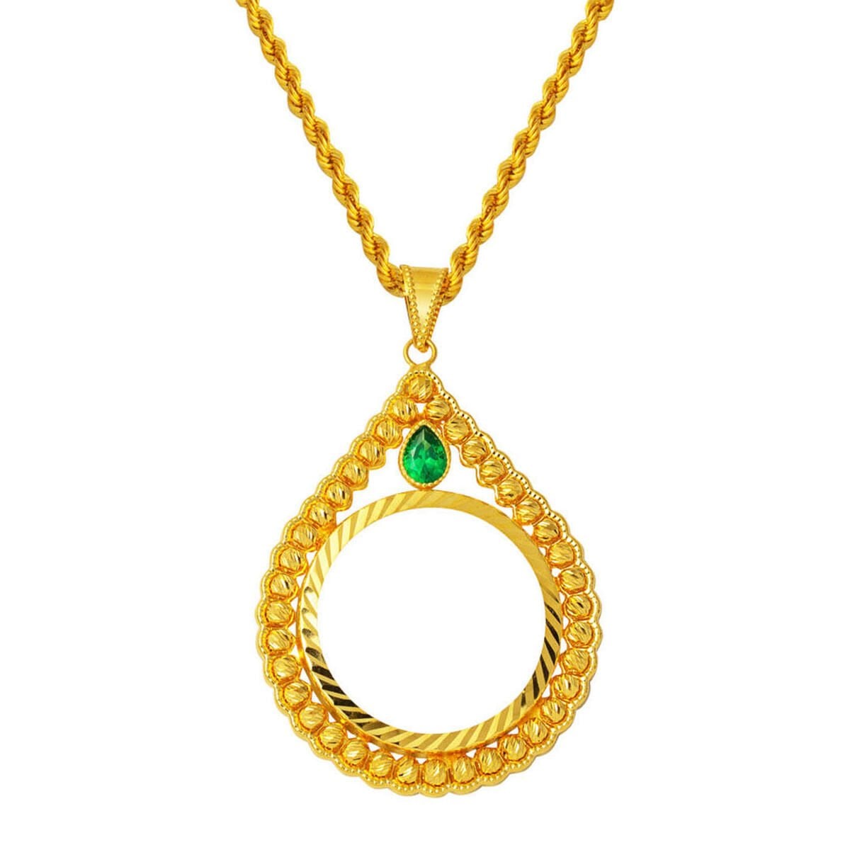 Tam Altınlık Zincirli Çerçeve Kolye 14 Ayar