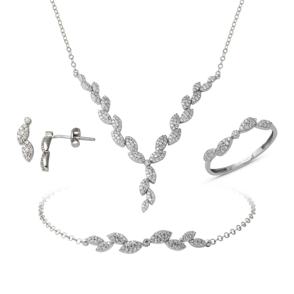 Sarmaşık Beyaz Altın Nişan Seti