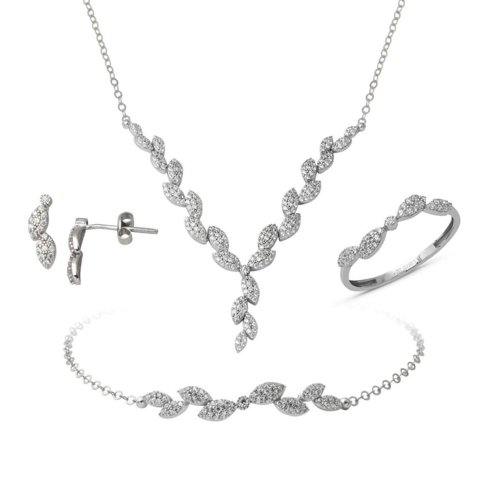 Sarmaşık Beyaz Altın Nişan Seti