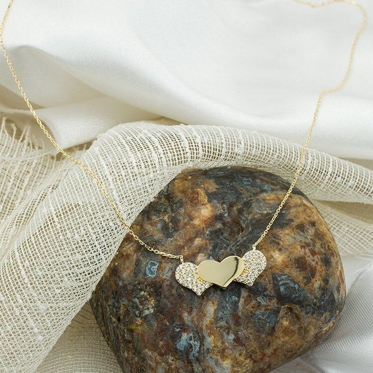 3 Kalpli 14 Ayar Altın Kolye