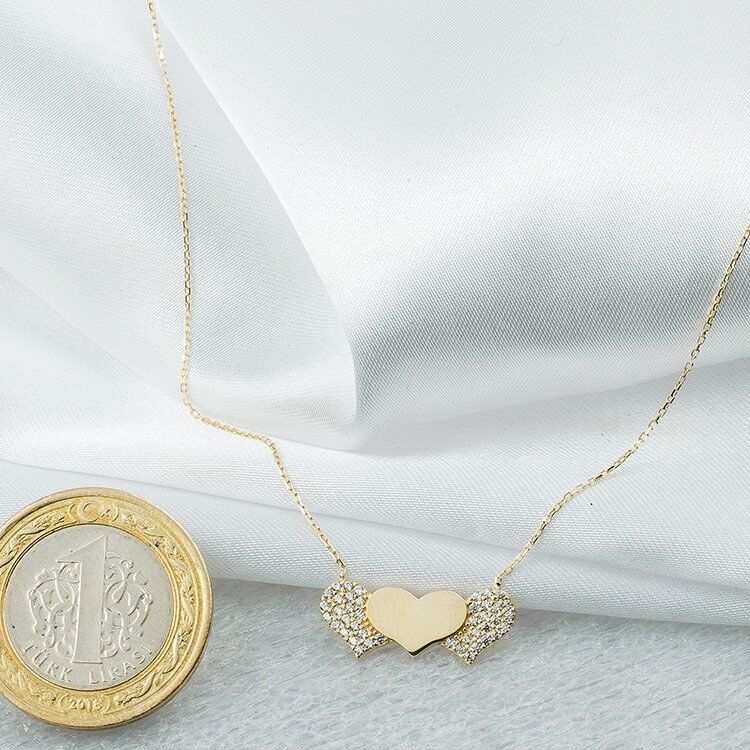 3 Kalpli 14 Ayar Altın Kolye