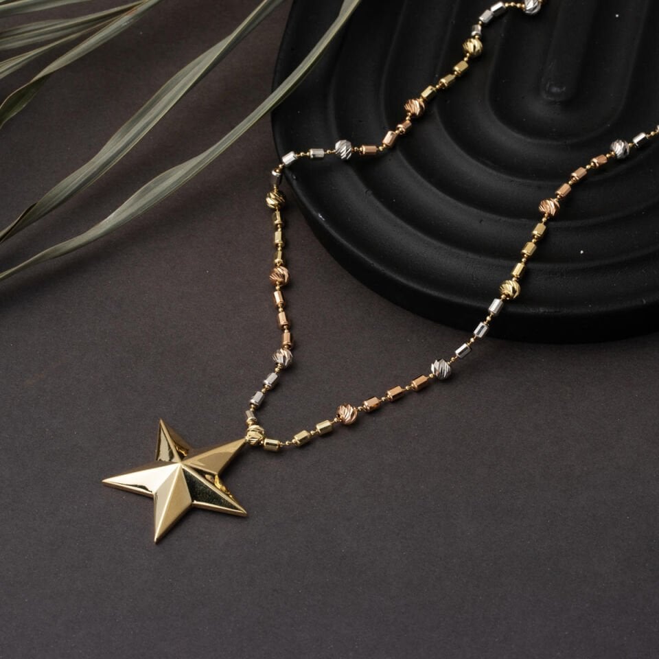 14 Ayar Dorika Zincirli Yıldız Kolye