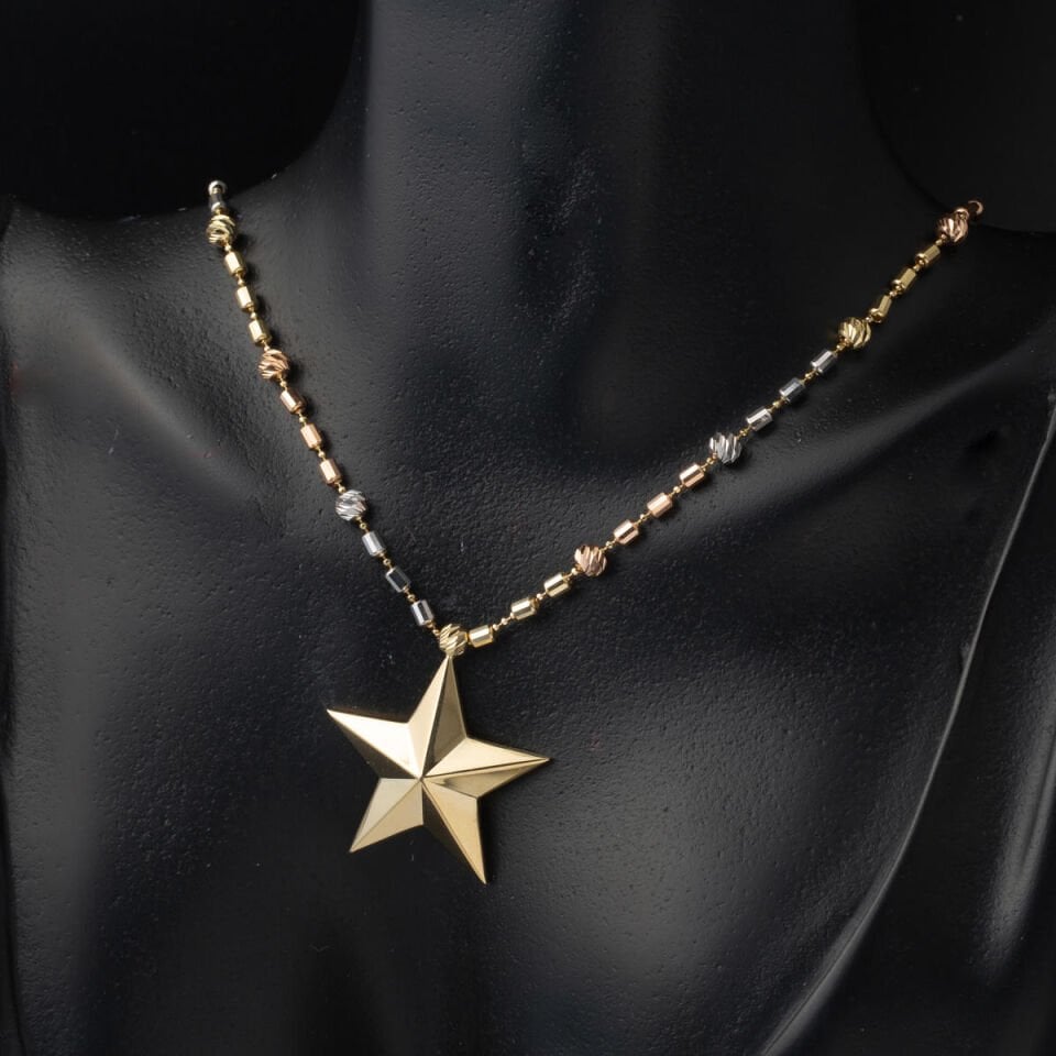 14 Ayar Dorika Zincirli Yıldız Kolye