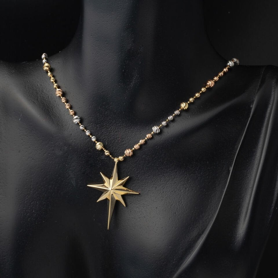 Kuzey Yıldızı 14 Ayar Dorikalı Altın Kolye