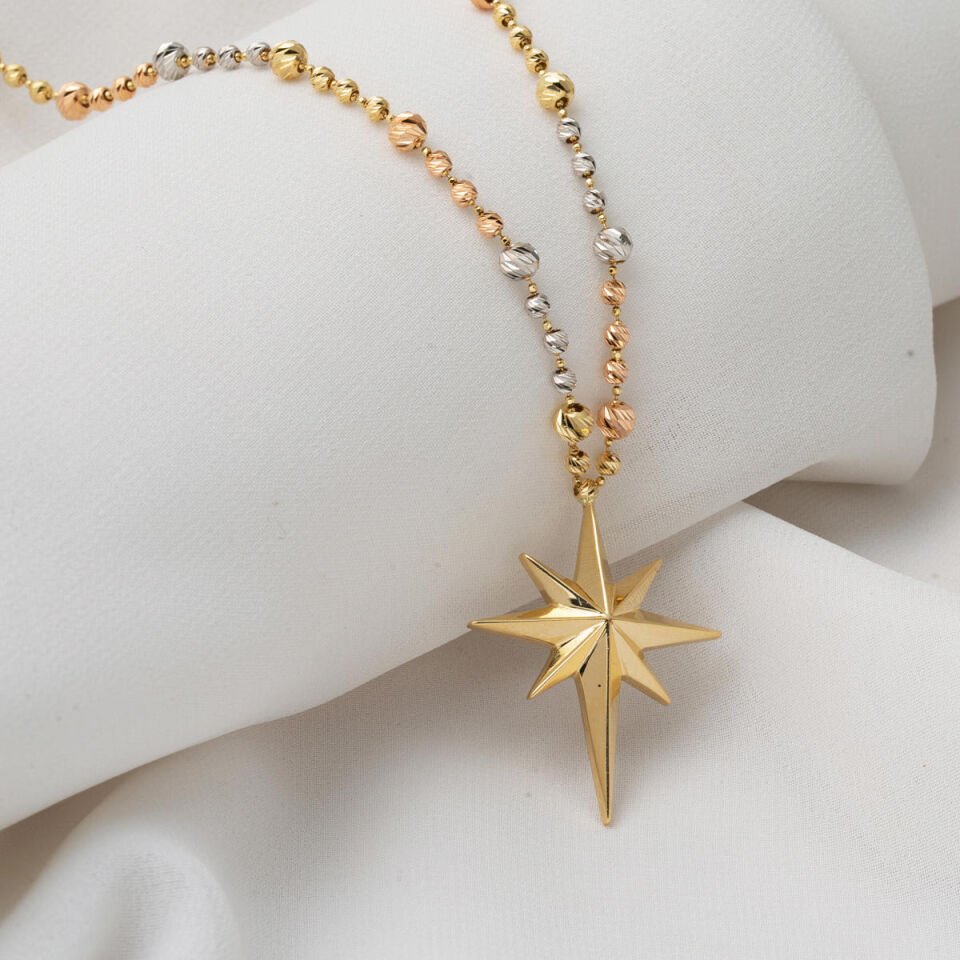 Kuzey Yıldızı 14 Ayar Dorikalı Altın Kolye