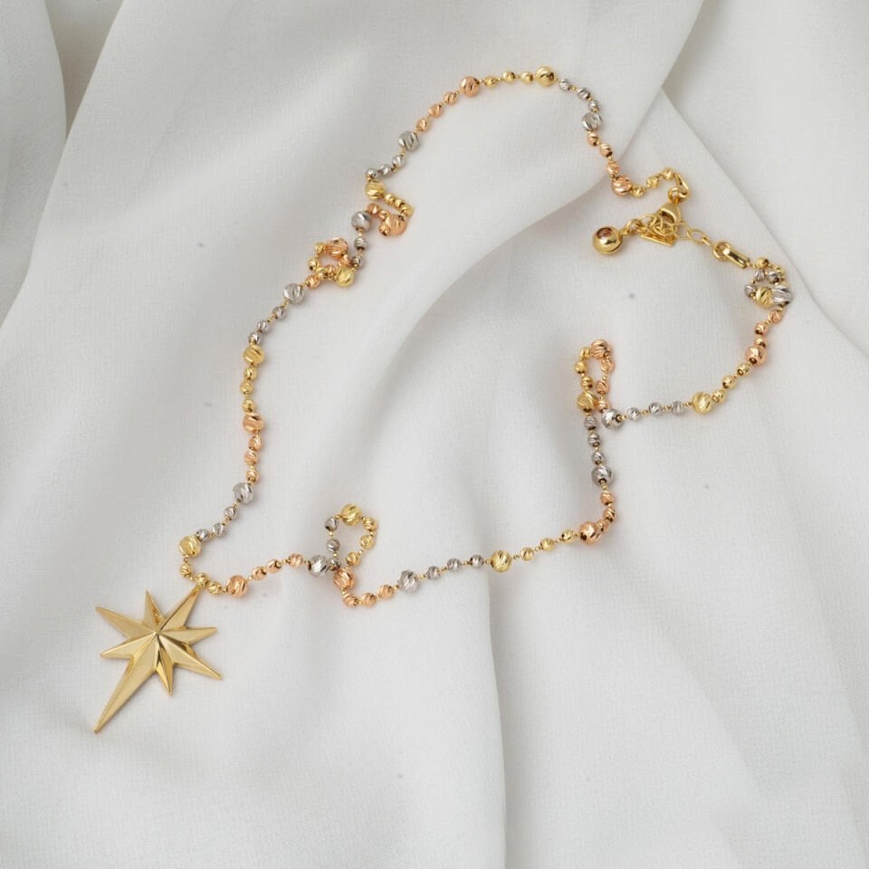 Kuzey Yıldızı 14 Ayar Dorikalı Altın Kolye