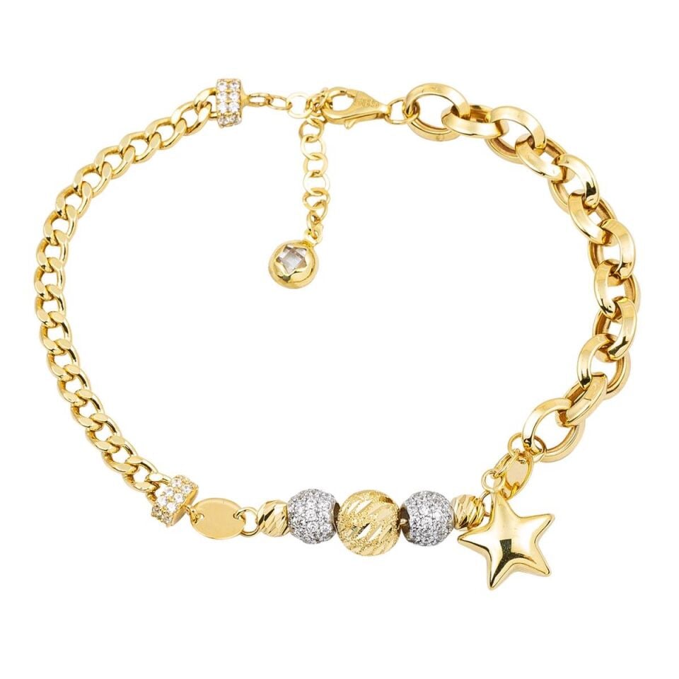 Yıldız 14 Ayar Altın Zincir Bileklik