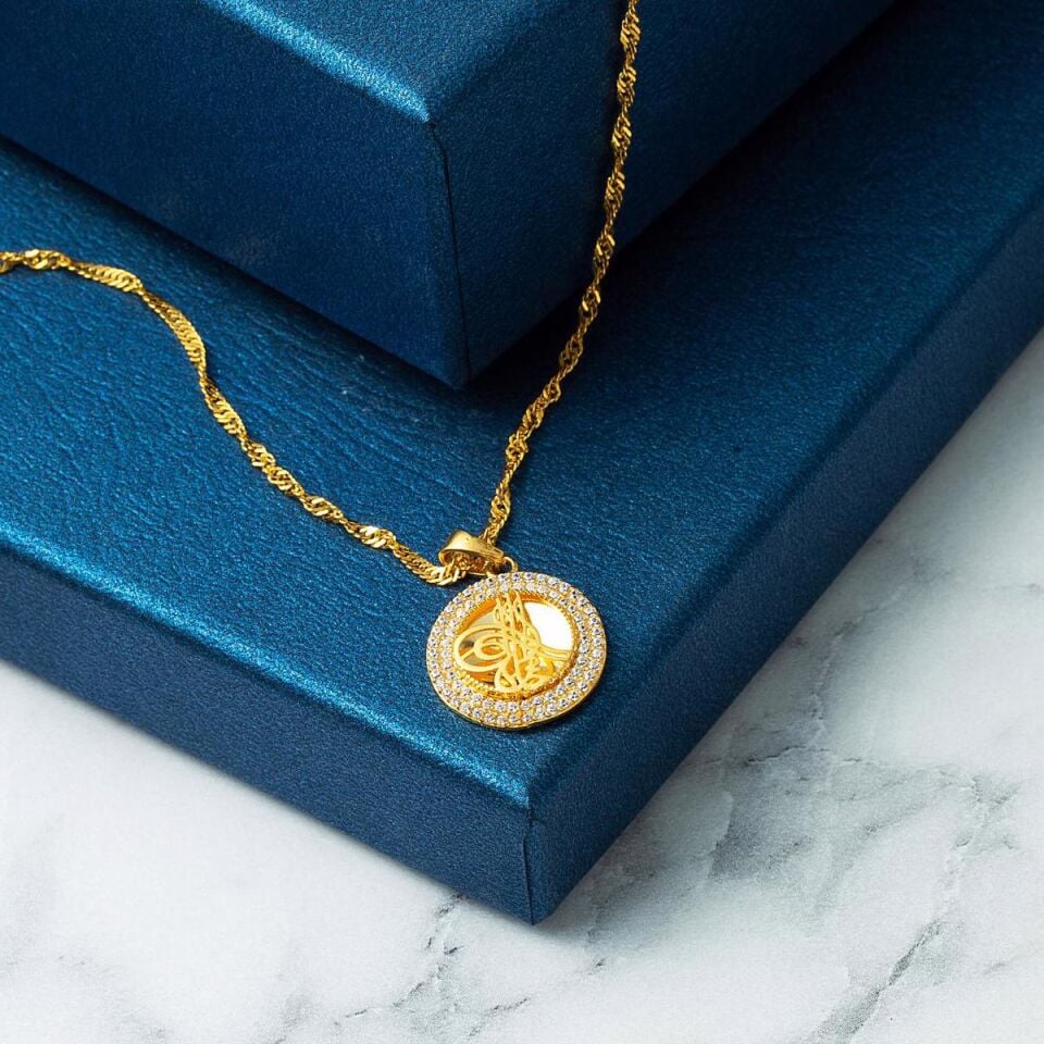 14 Ayar Altın Tuğralı Kolye