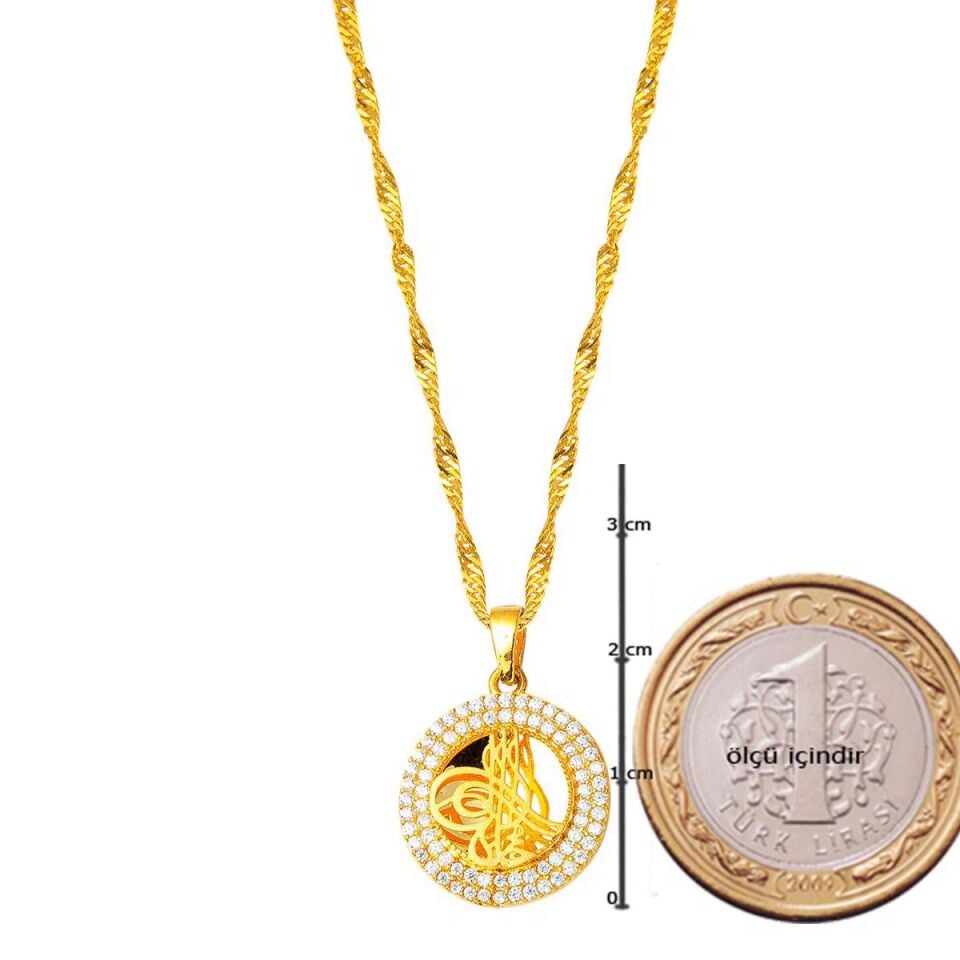 14 Ayar Altın Tuğralı Kolye