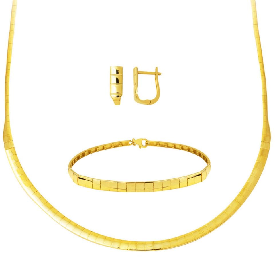 Dolunay 14 Ayar Altın Taşsız Suyolu Takı Seti