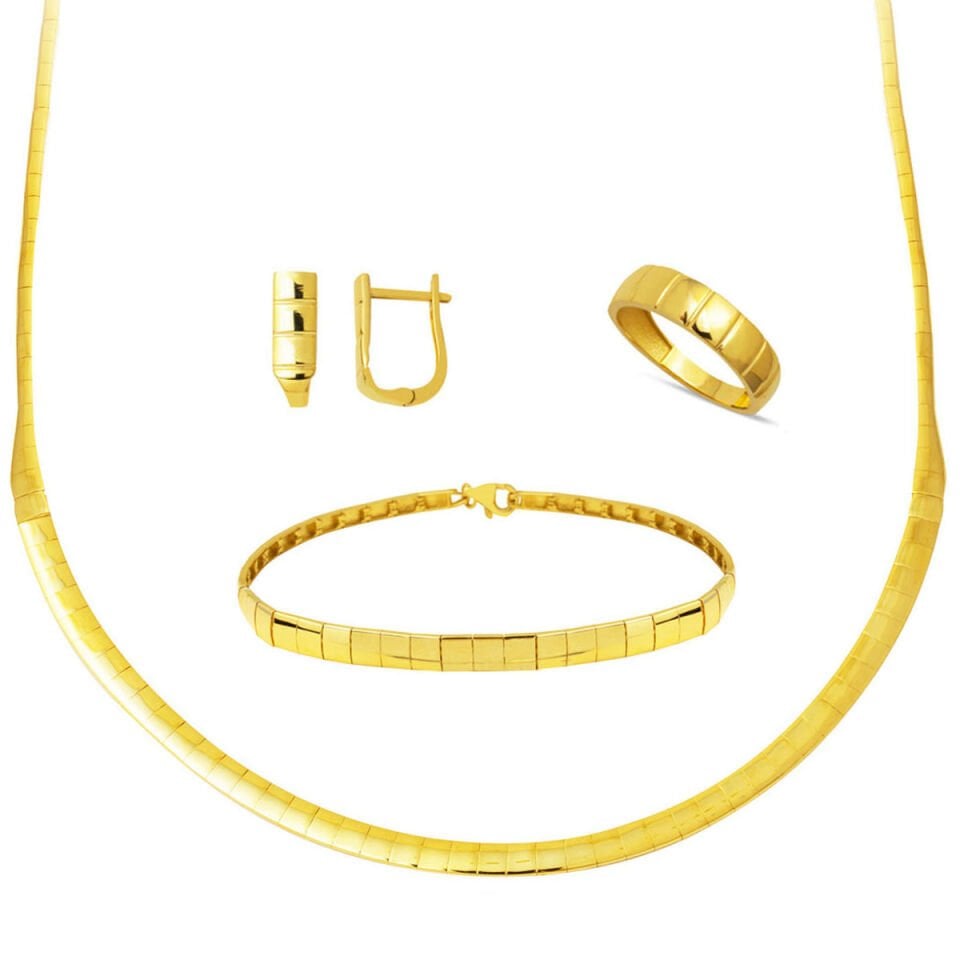 Dolunay 4'lü Taşsız Suyolu Altın Takı Seti