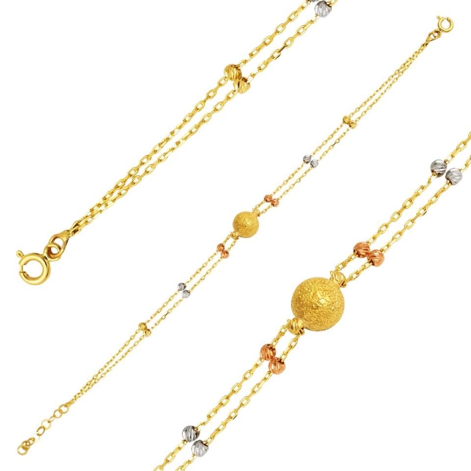 14 Ayar Altın 2 Sıra Zincirli Bileklik