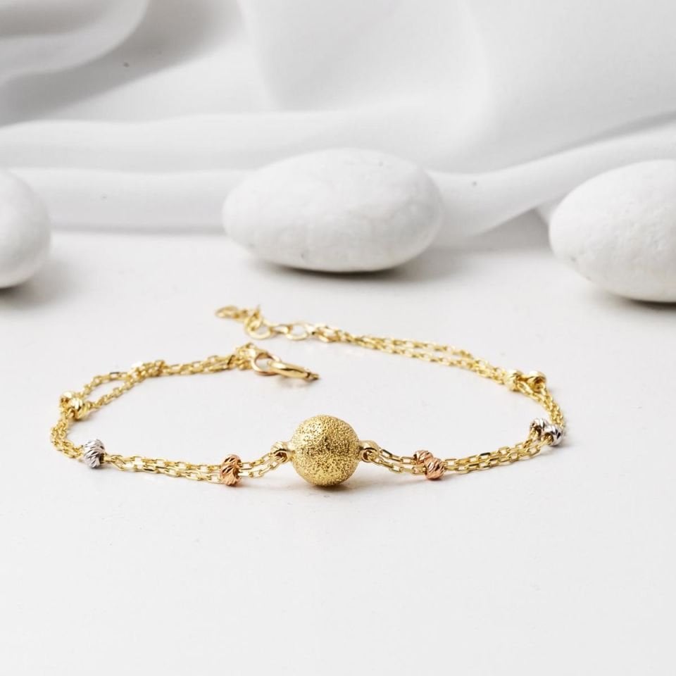 14 Ayar Altın 2 Sıra Zincirli Bileklik